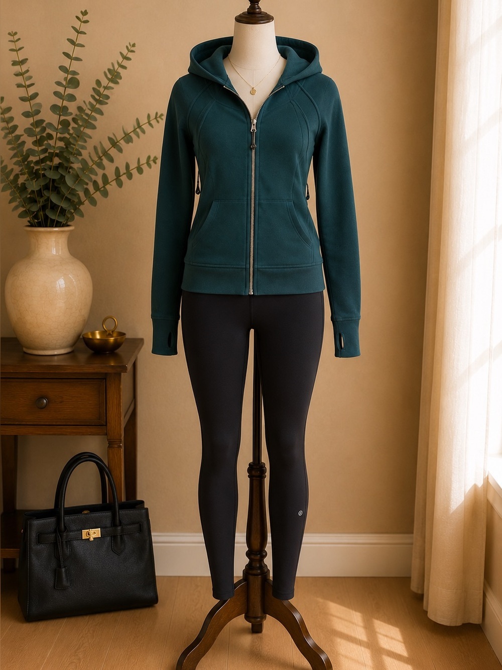 Lululemon Scuba Full Zip Hoodie Deep Teal Fleece Thumbhole Jacket Women's 8
